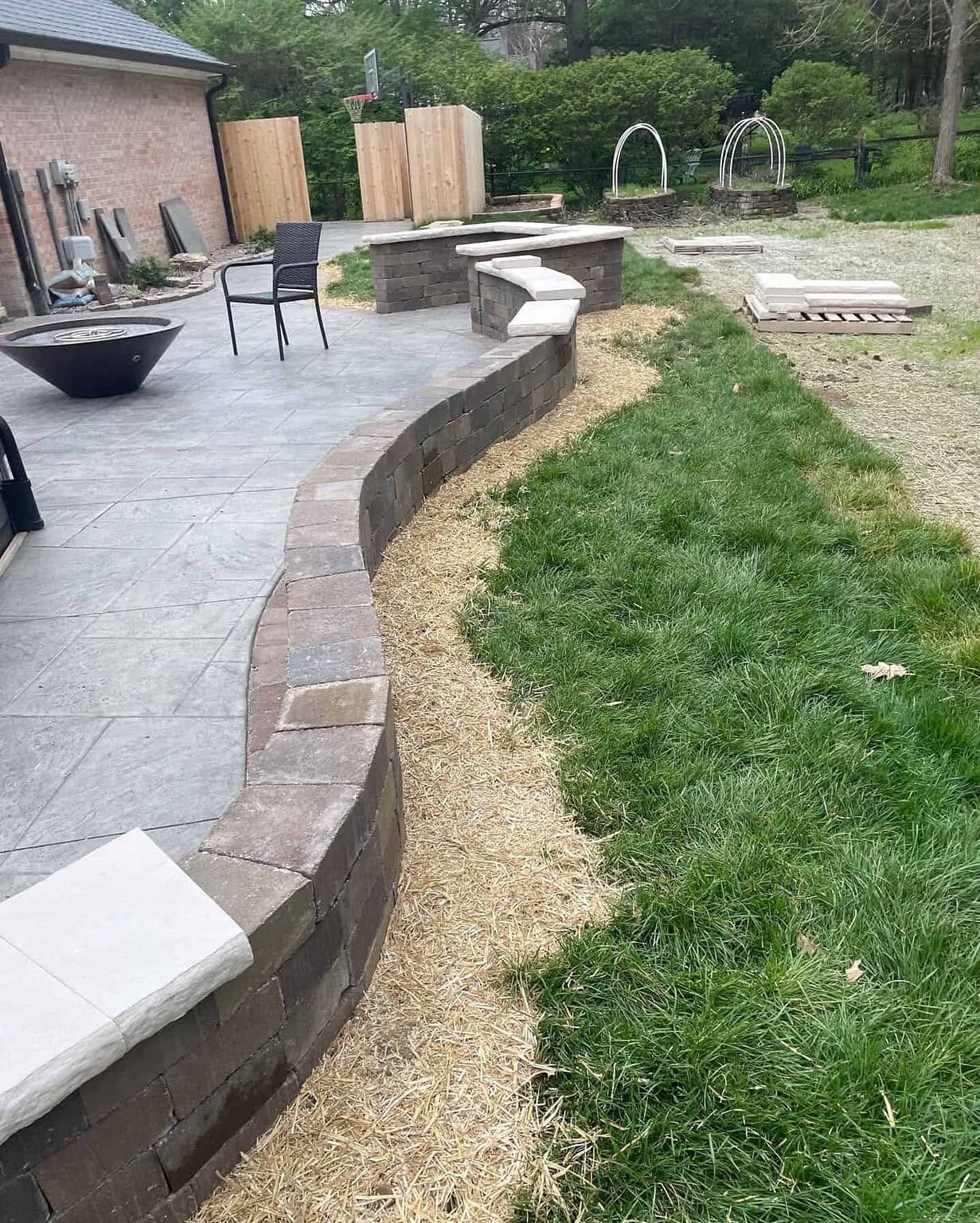 a retaining wall in an indianapolis back yard