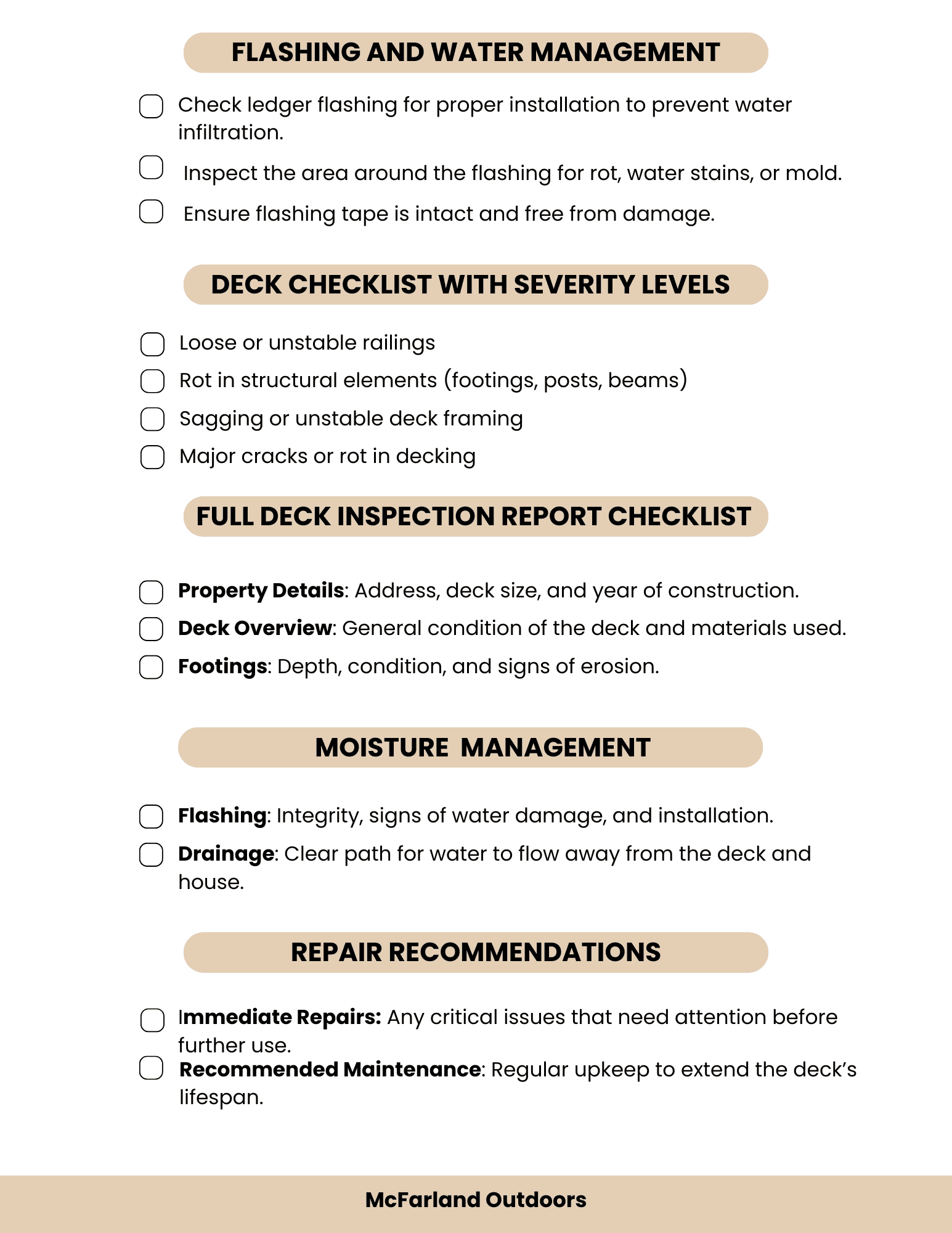Deck Inspection Checklist
