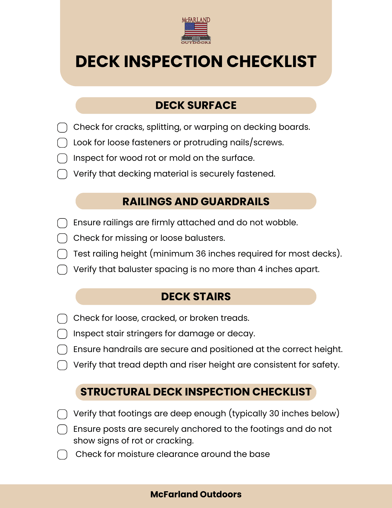 Deck Inspection Checklist