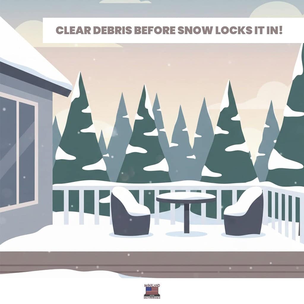 Winter Deck Maintenance Tips - Clear Debris Before Snow Locks It In