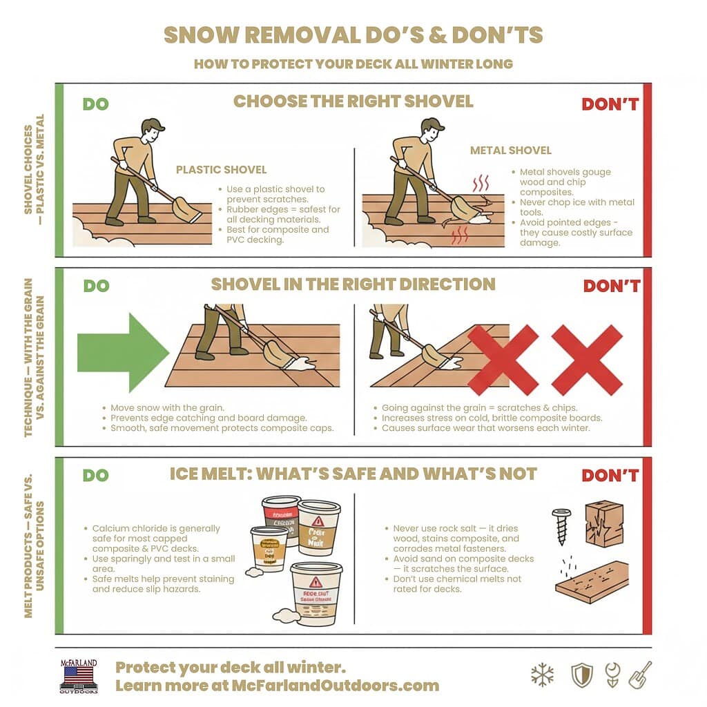 Winter Deck Maintenance Tips - Snow Removal Do's & Don'ts - How To Protect Your Deck All Winter Long