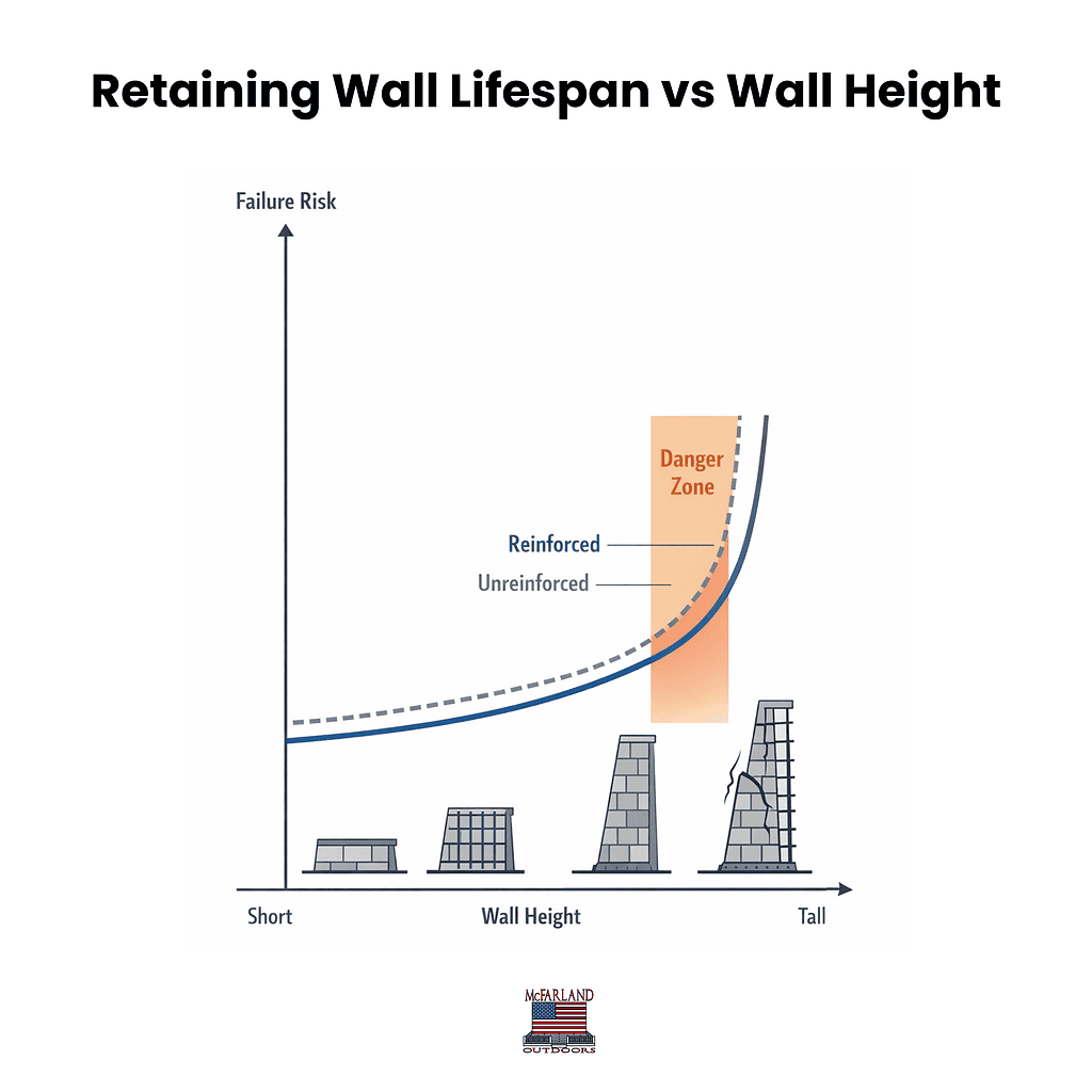 Retaining Wall Lifespan vs Wall Height